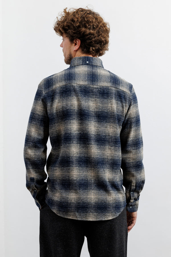 Nowadays Mouliné Check Flannel Shirt Sky Captain