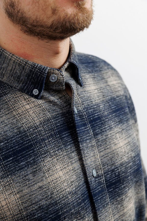 Nowadays Mouliné Check Flannel Shirt Sky Captain