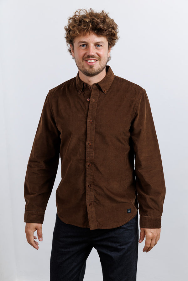 Nowadays Babycord Modern Fit Shirt Cocoa