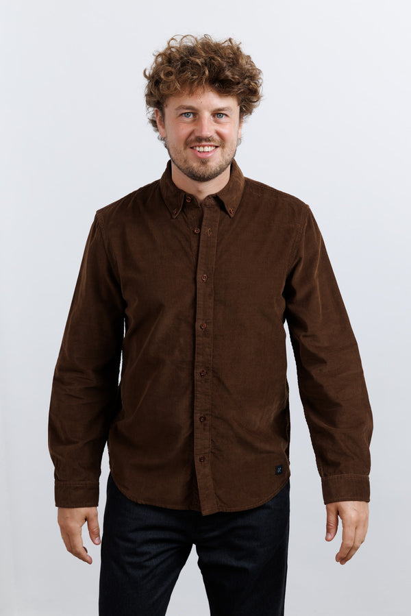 Nowadays Babycord Modern Fit Shirt Cocoa
