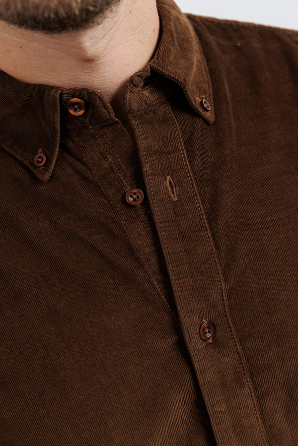 Nowadays Babycord Modern Fit Shirt Cocoa