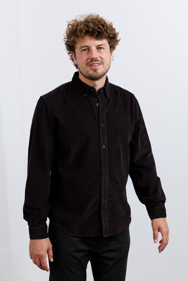 Nowadays Babycord Modern Fit Shirt Licorice