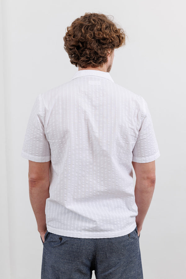 Universal Works Sal Road Shirt Kos Self Stripe White