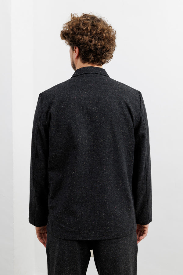 Universal Works Black Salt'n'Pepper Tweed Three Button Jacket