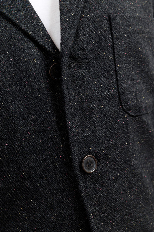Universal Works Black Salt'n'Pepper Tweed Three Button Jacket