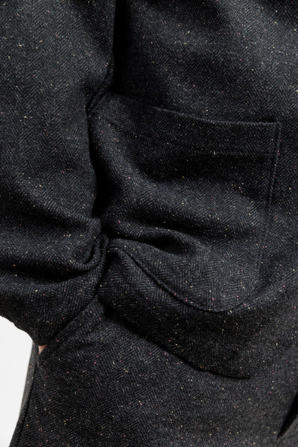 Universal Works Black Salt'n'Pepper Tweed Three Button Jacket