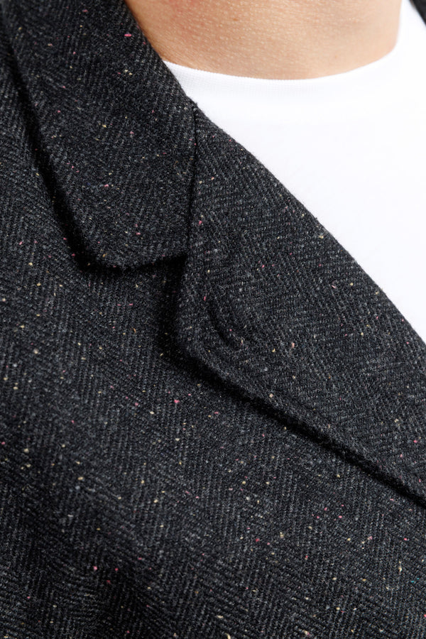 Universal Works Black Salt'n'Pepper Tweed Three Button Jacket