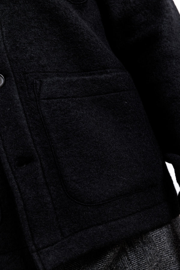 Universal Works Black Wool Fleece Field Jacket