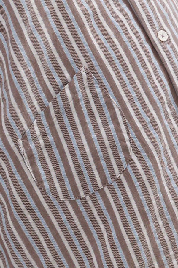 Universal Works Brown Madison Stripe Station Shirt