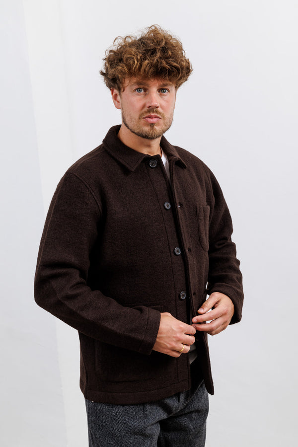Universal Works Brown Wool Fleece Field Jacket