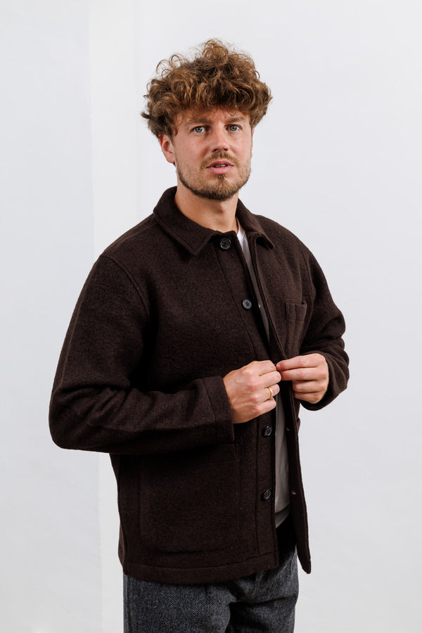 Universal Works Brown Wool Fleece Field Jacket