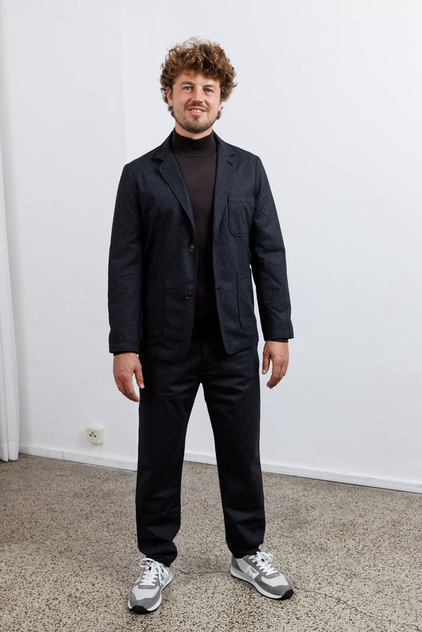 Universal Works Charcoal Recycled Italian Tweed Two Button Jacket