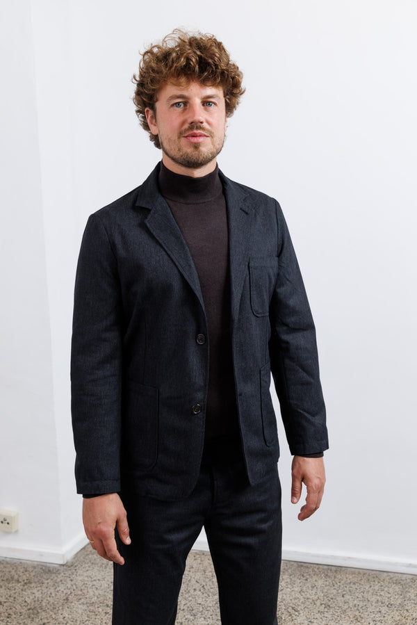 Universal Works Charcoal Recycled Italian Tweed Two Button Jacket