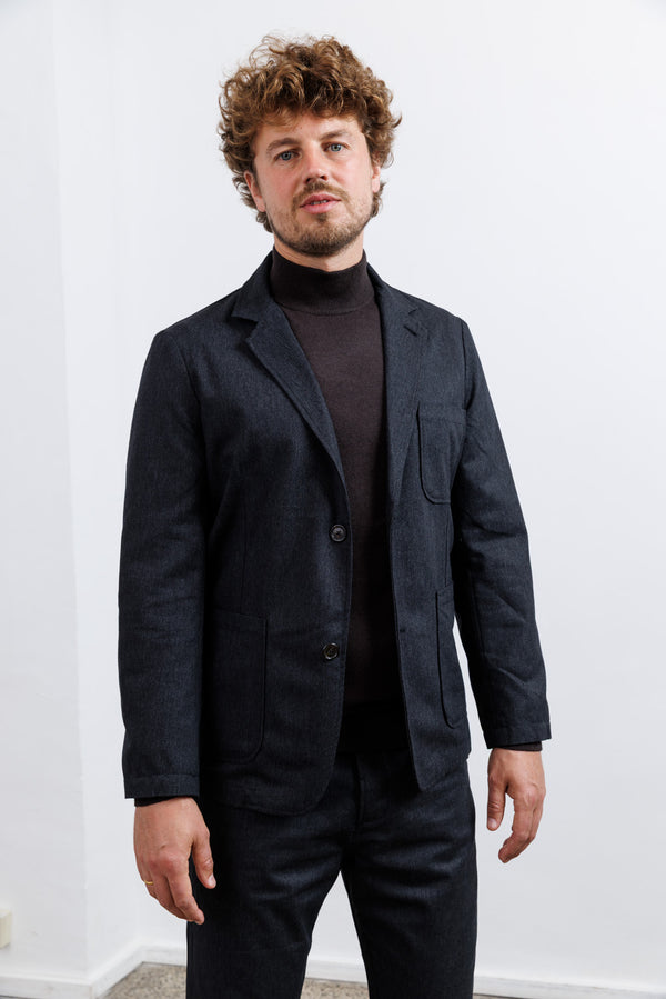Universal Works Charcoal Recycled Italian Tweed Two Button Jacket