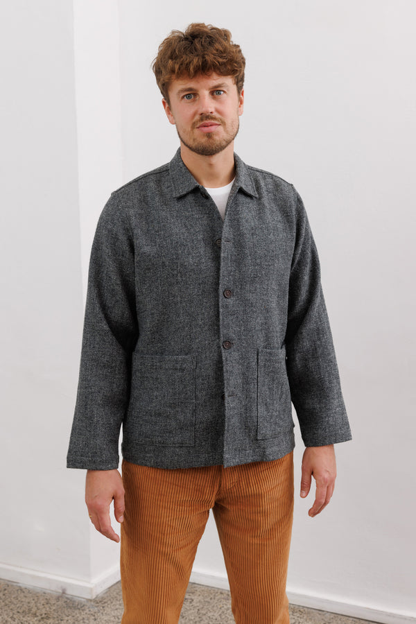 Universal Works Easy Jacket Grey Harris Tweed