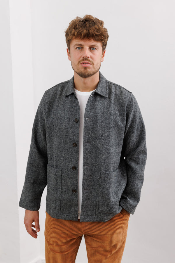 Universal Works Easy Jacket Grey Harris Tweed