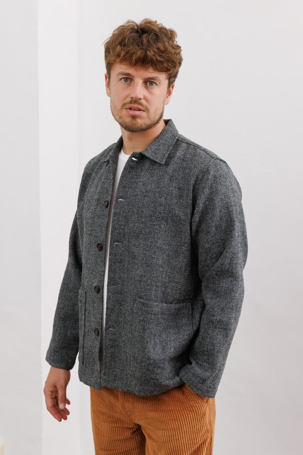 Universal Works Easy Jacket Grey Harris Tweed