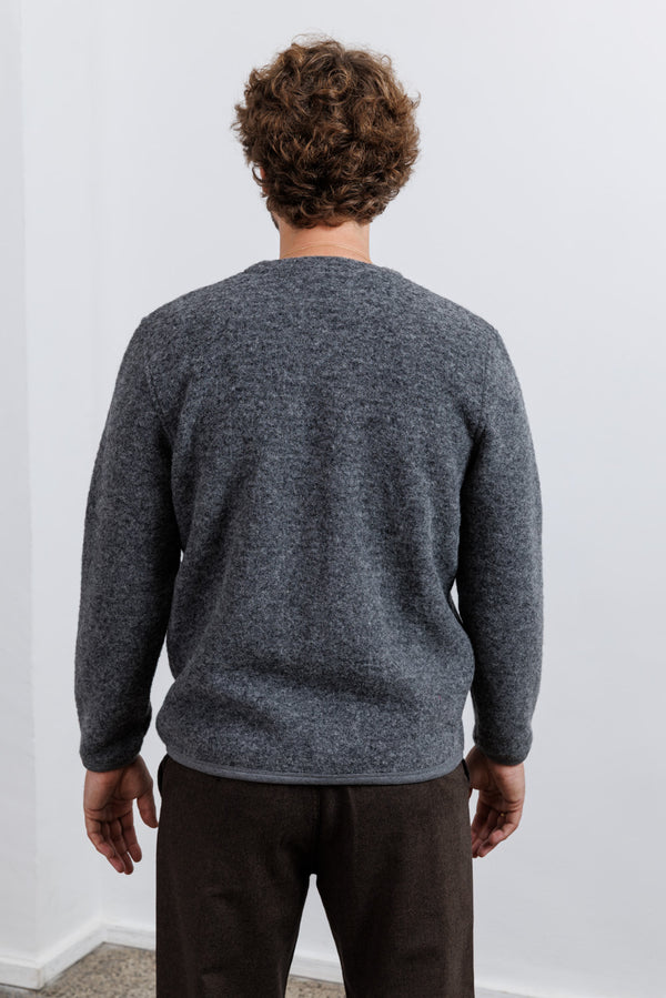 Universal Works Grey Marl Wool Fleece Cardigan