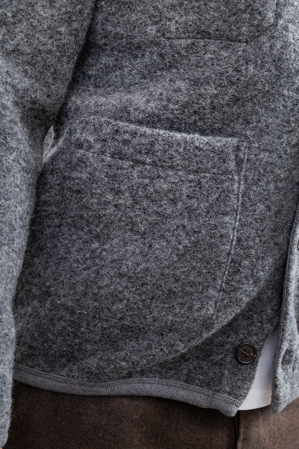 Universal Works Grey Marl Wool Fleece Cardigan