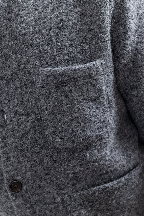 Universal Works Grey Marl Wool Fleece Cardigan