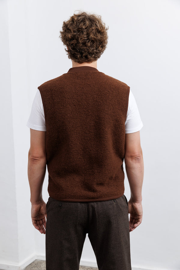 Universal Works Cacao Wool Fleece Zip Waistcoat