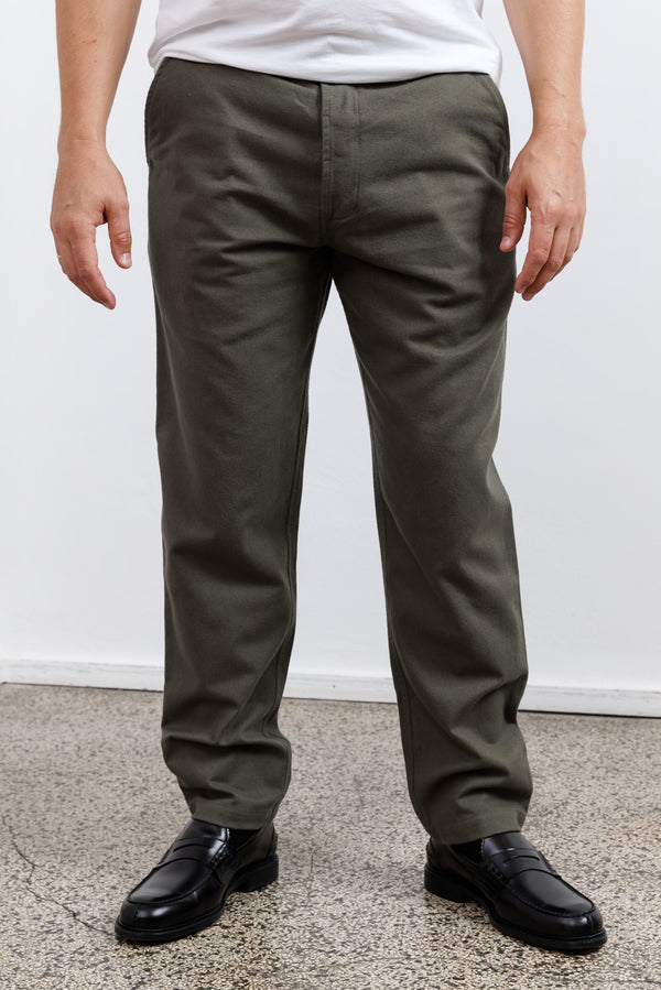 Universal Works Brushed Moleskin Military Chino Olive