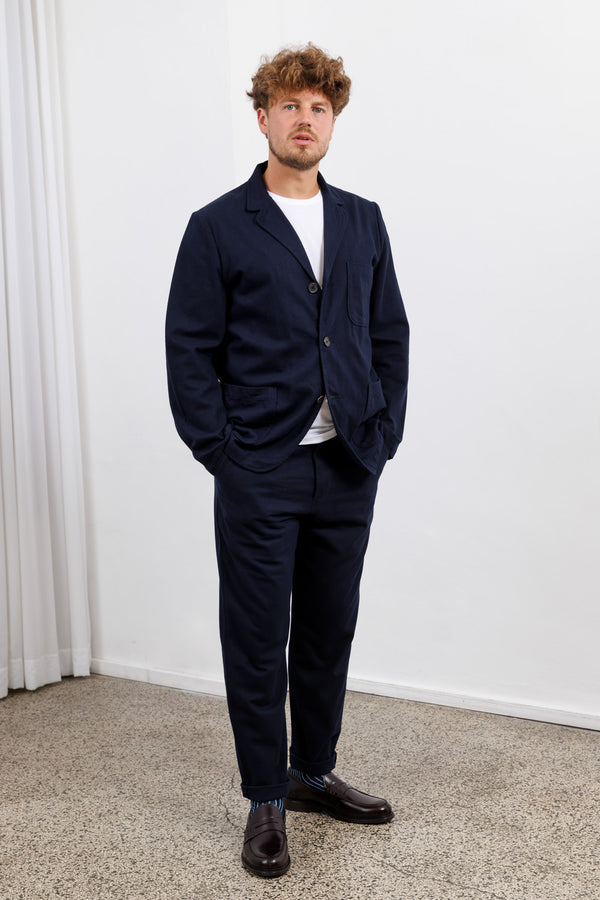 Universal Works Navy Brushed Moleskin Three Button Jacket