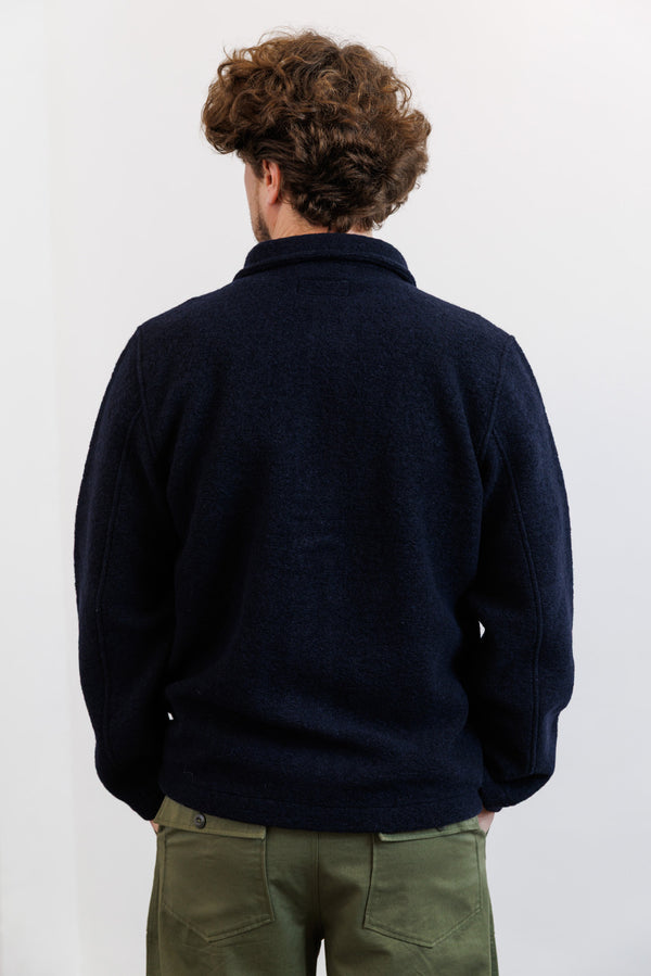 Universal Works Navy Wool Fleece Field Jacket