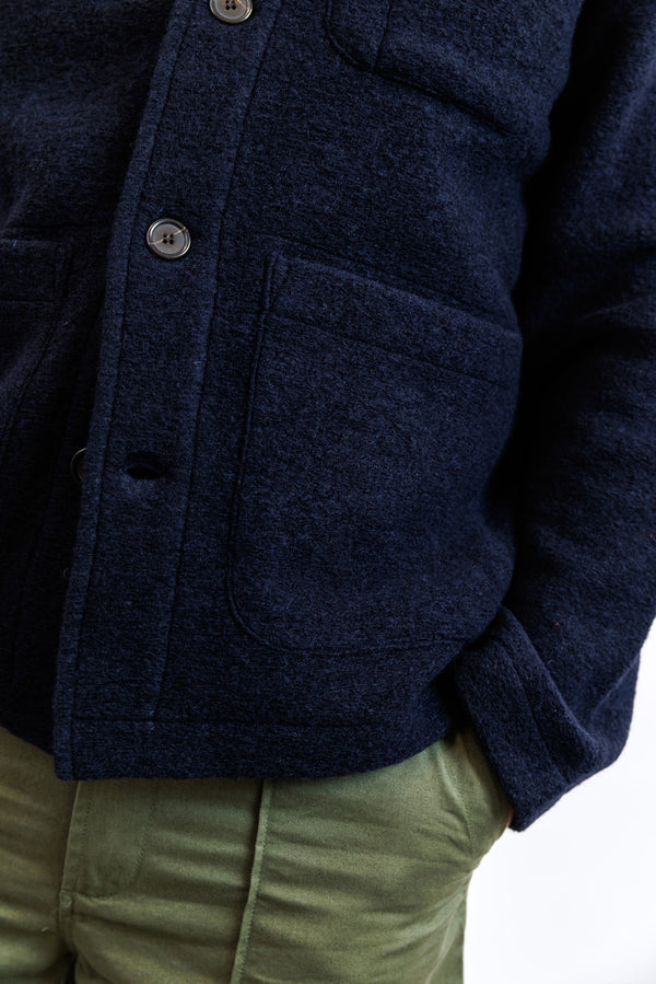 Universal Works Navy Wool Fleece Field Jacket