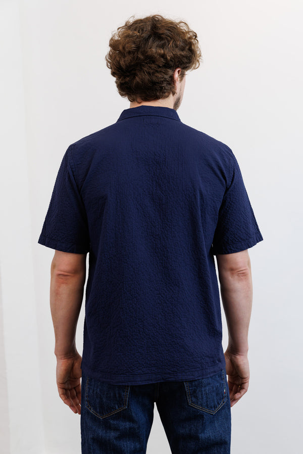 Universal Works Road Shirt Arten Seersucker Navy