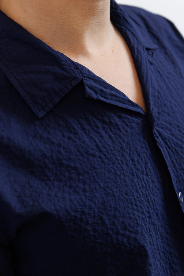 Universal Works Road Shirt Arten Seersucker Navy