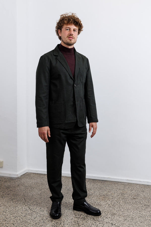 Universal Works Olive Recycled Italian Tweed Two Button Jacket