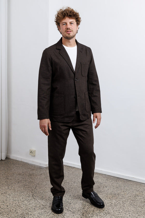 Universal Works Brown Recycled Italian Tweed Two Button Jacket