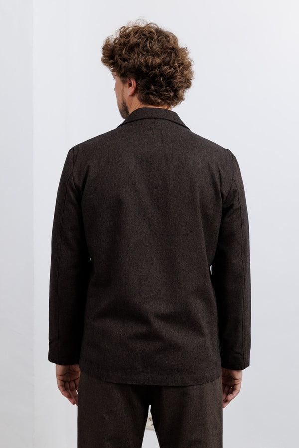 Universal Works Brown Recycled Italian Tweed Two Button Jacket