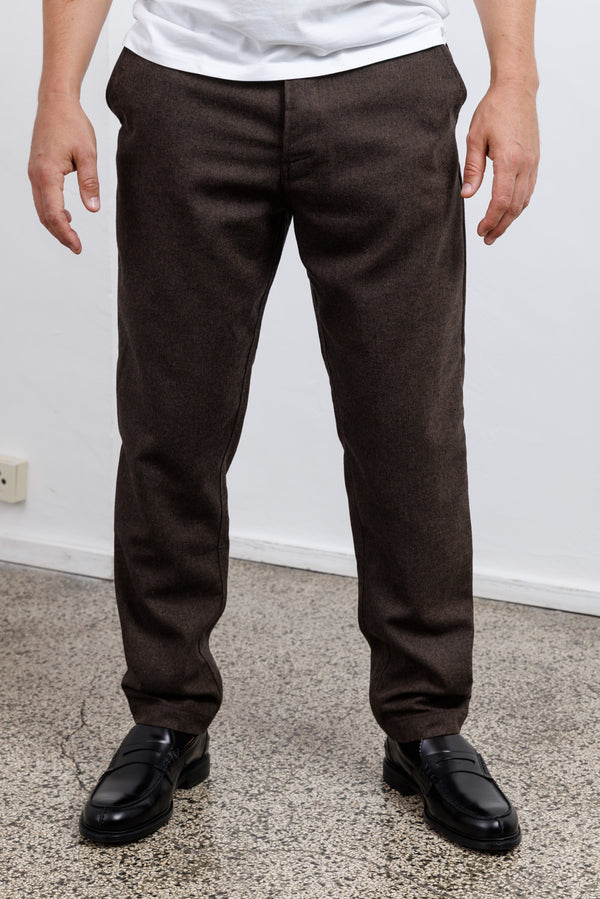 Universal Works Brown Recycled Italian Tweed Military Chino
