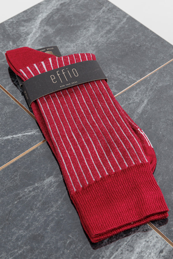effio Shadow Ribbed Cotton Socks Red