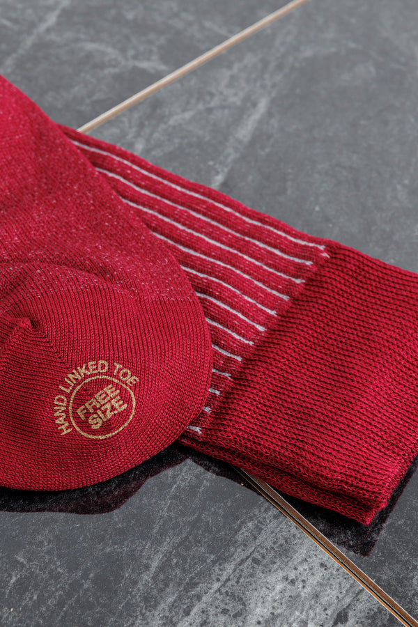 effio Shadow Ribbed Cotton Socks Red