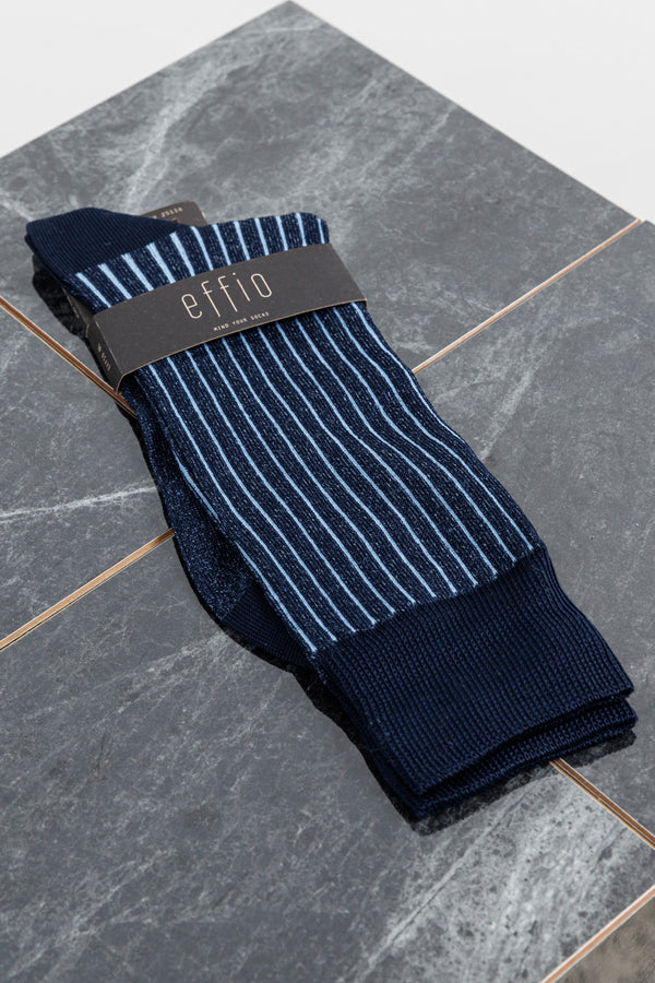 effio Shadow Ribbed Cotton Socks Blue