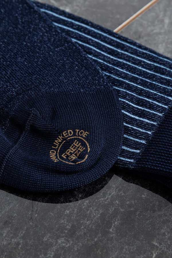 effio Shadow Ribbed Cotton Socks Blue