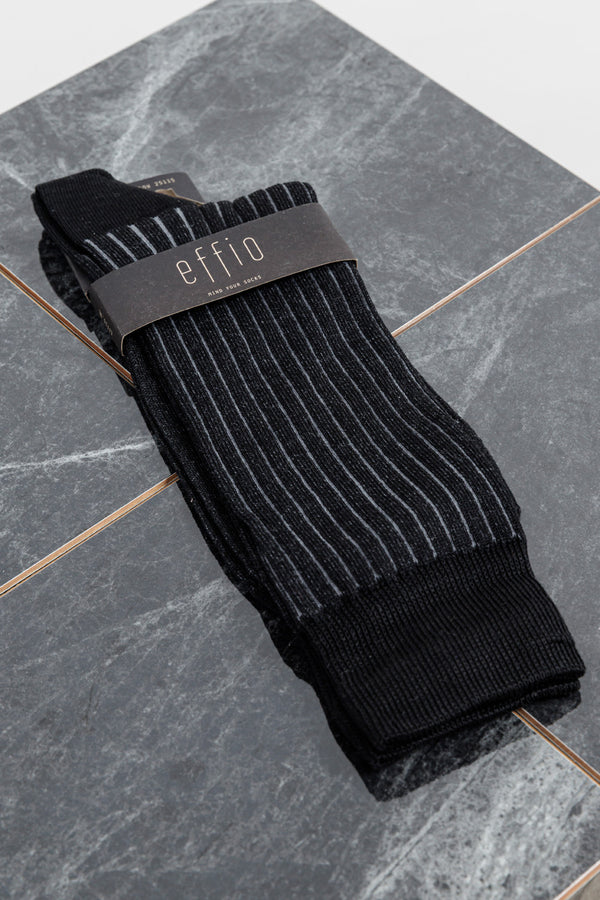 effio Shadow Ribbed Cotton Socks Black