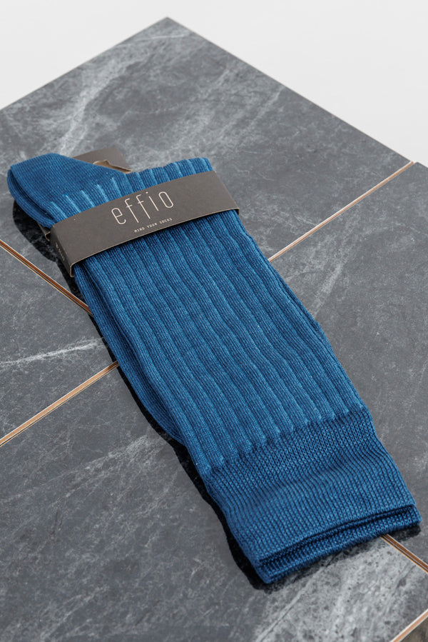 effio Shadow Ribbed Cotton Socks Petrol