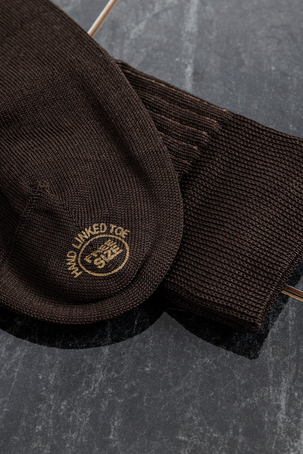 effio Shadow Ribbed Cotton Socks Brown