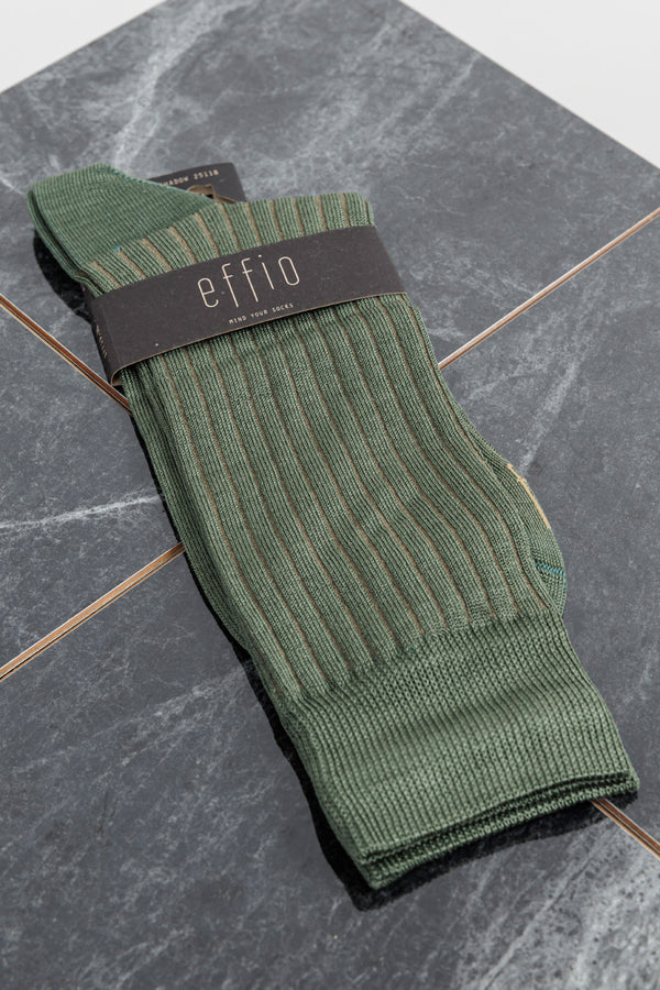 effio Shadow Ribbed Cotton Socks Green