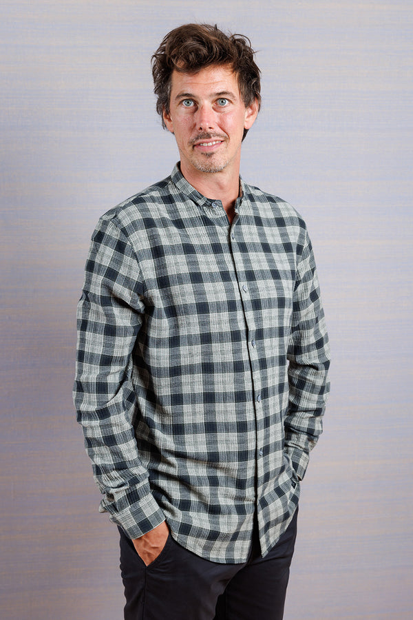 Nowadays Crinkle Check Shirt Mineral Green