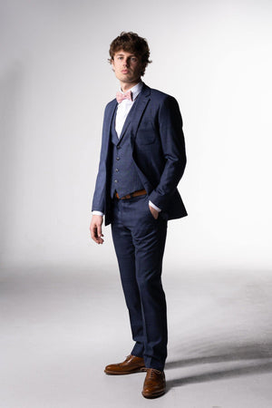 Herrenbude Super 130 Suit mit Weste Slim 2.0 Glencheck Blue Mesc - Herrenbude