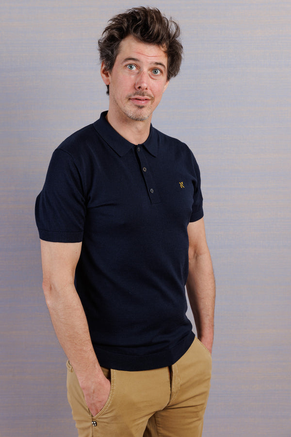 Nowadays Knitted Cotton Silk Polo Sky Captain