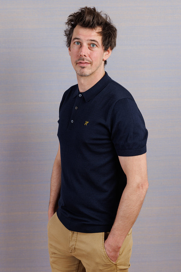 Nowadays Knitted Cotton Silk Polo Sky Captain